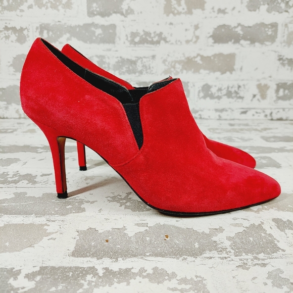The Collection Red Suede Pointed Toe Slip On Heels O 398 - Picture 5 of 13
